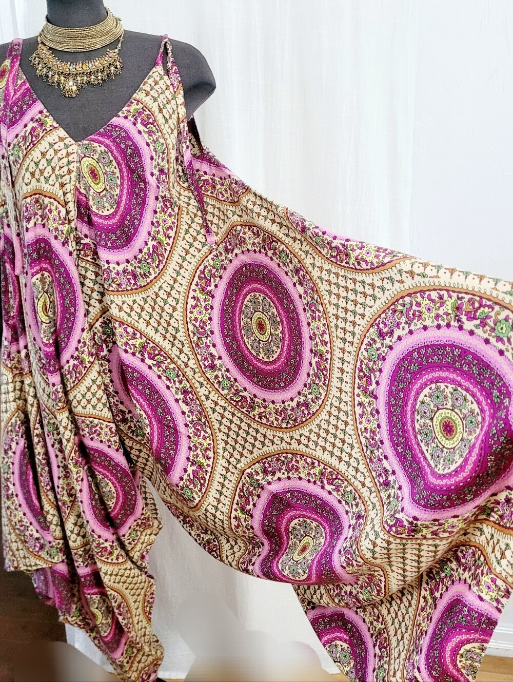 Boho Paisley V-Neck Jumpsuit  / Coverup - Picture 5 of 12